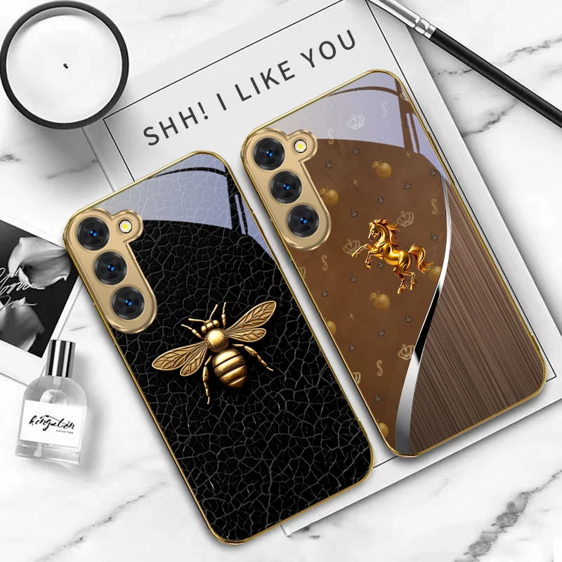 Фото Чехол Cuibi Golden Eagle из золотого стекла для Samsung Galaxy S26 S20 FE S21 S22 S23 Plus S24 Ultra S25 Ultra S21 25 S22Plus №5