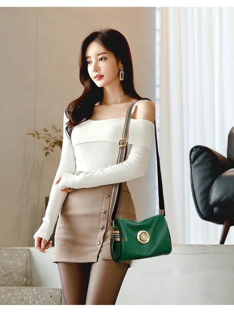 

Vintage Women's bags Genuine leather Handbags Ladies Wide Shoulder Bags Fashion Luxury Female Messenger Bag wild Girls bags
