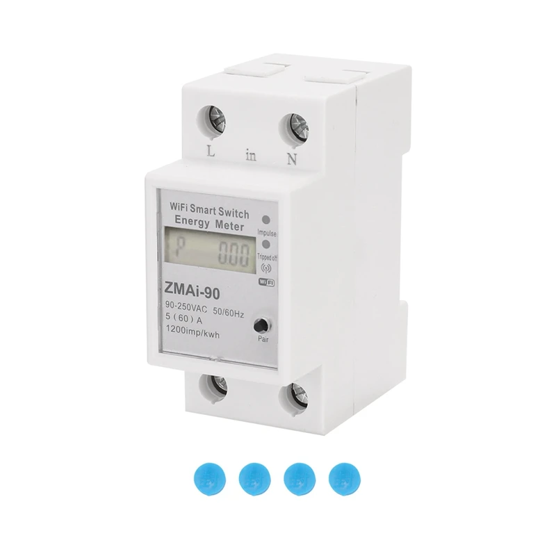

WIFI Intelligent Energy Meter Single Phase Din Rail Power Consumption Kwh Meter Wattmeter Works For Alexa And Google