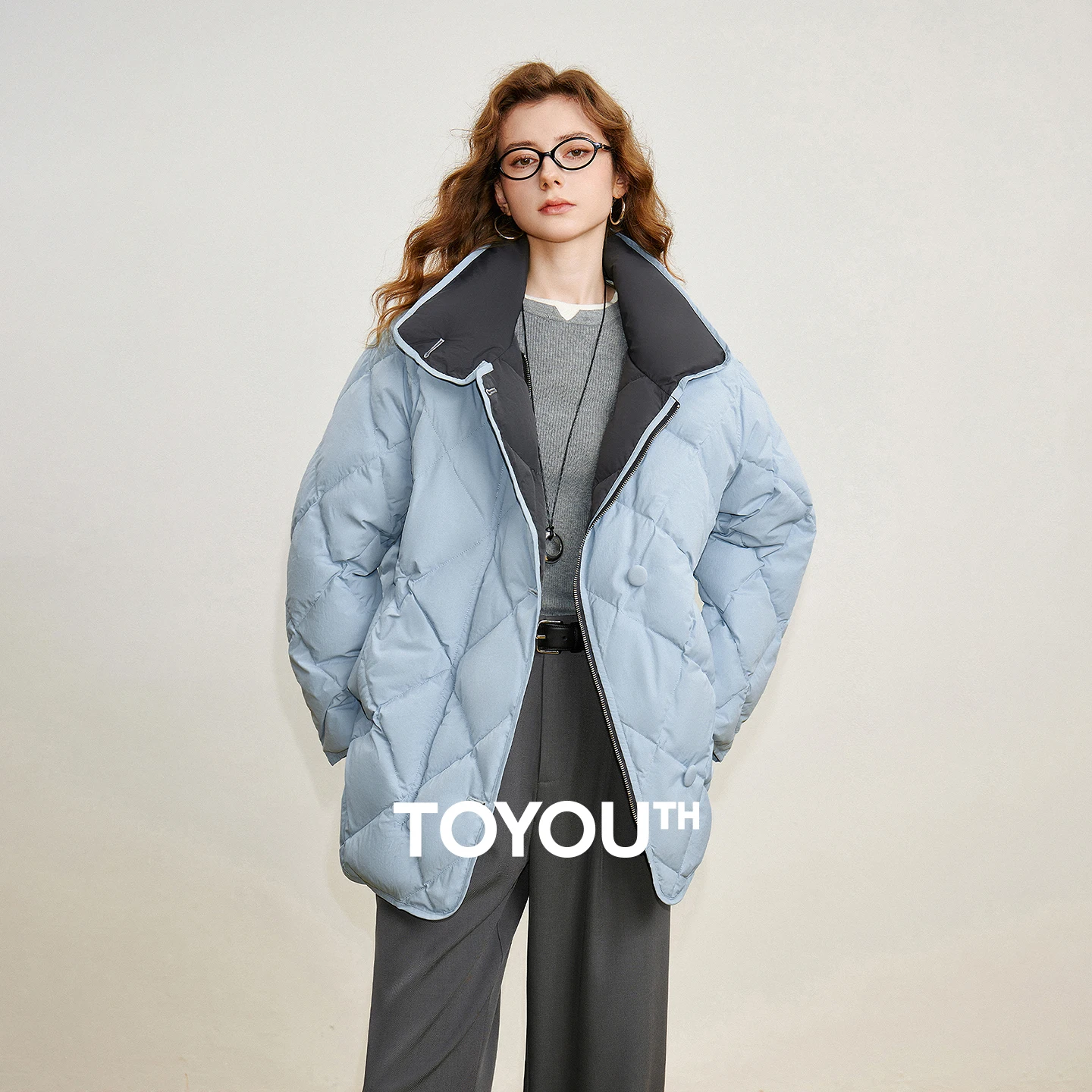 TOYOUTH белая двусторонняя пуховая куртка - Женские пуховики на зиму