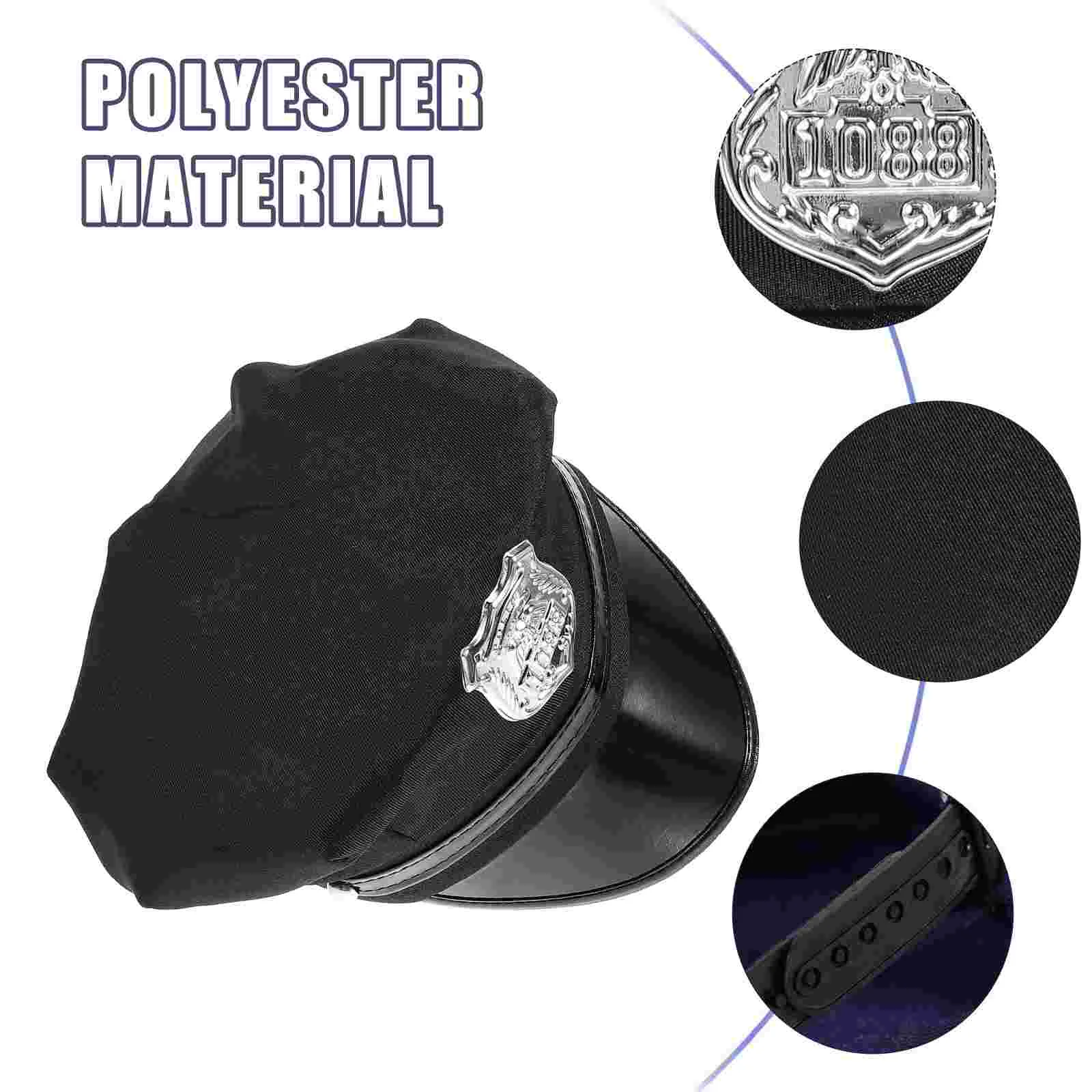 Черная полицейская шляпа из искусственной кожи с блестками для косплея детские