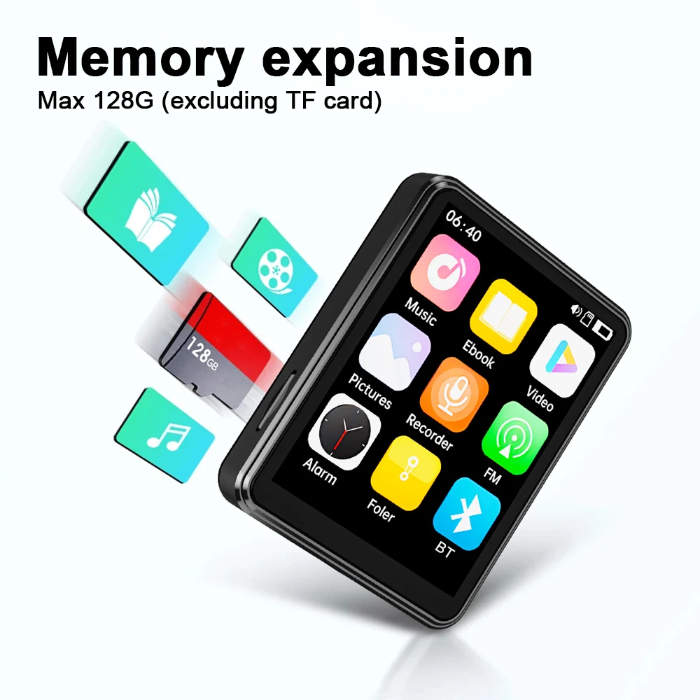 Фото MP3-плеер с 2,4-дюймовым сенсорным экраном, Bluetooth 5.3, HiFi Walkman, встроенный MP4-плеер, музыкальный динамик, FM-радио, диктофон, электронная книга №3