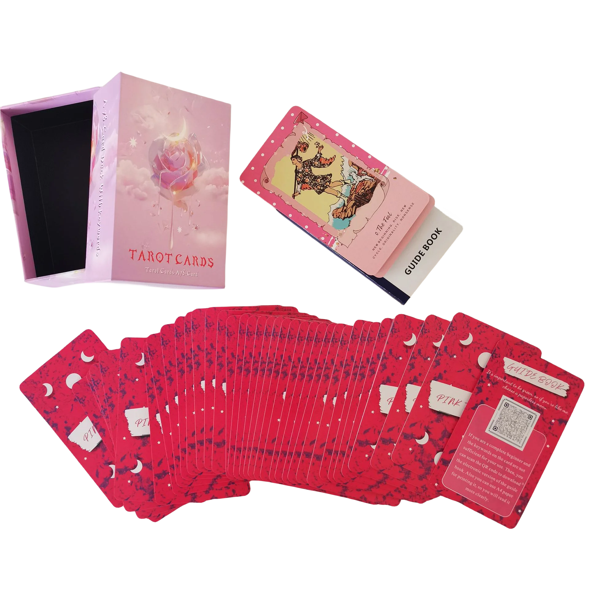 

Новинка 2023, розовые классические открытки Waite Tarot 12x7 см с бумажным руководством, английская версия для начинающих