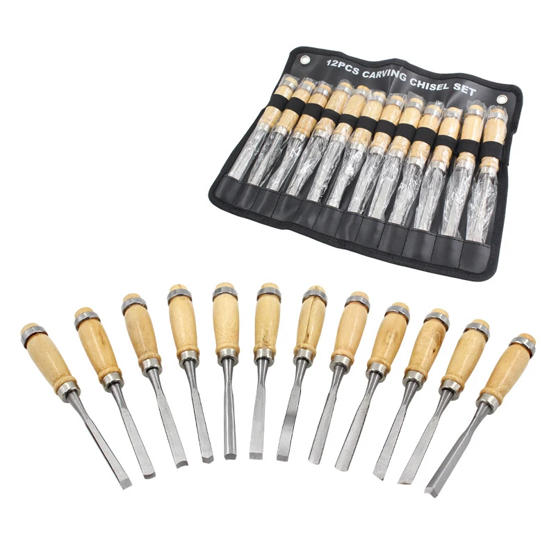 

Ecotsondeco 12pcs Wood Carving Hand Chisel Tool Carving Tools Woodworking Professional Gouges Set