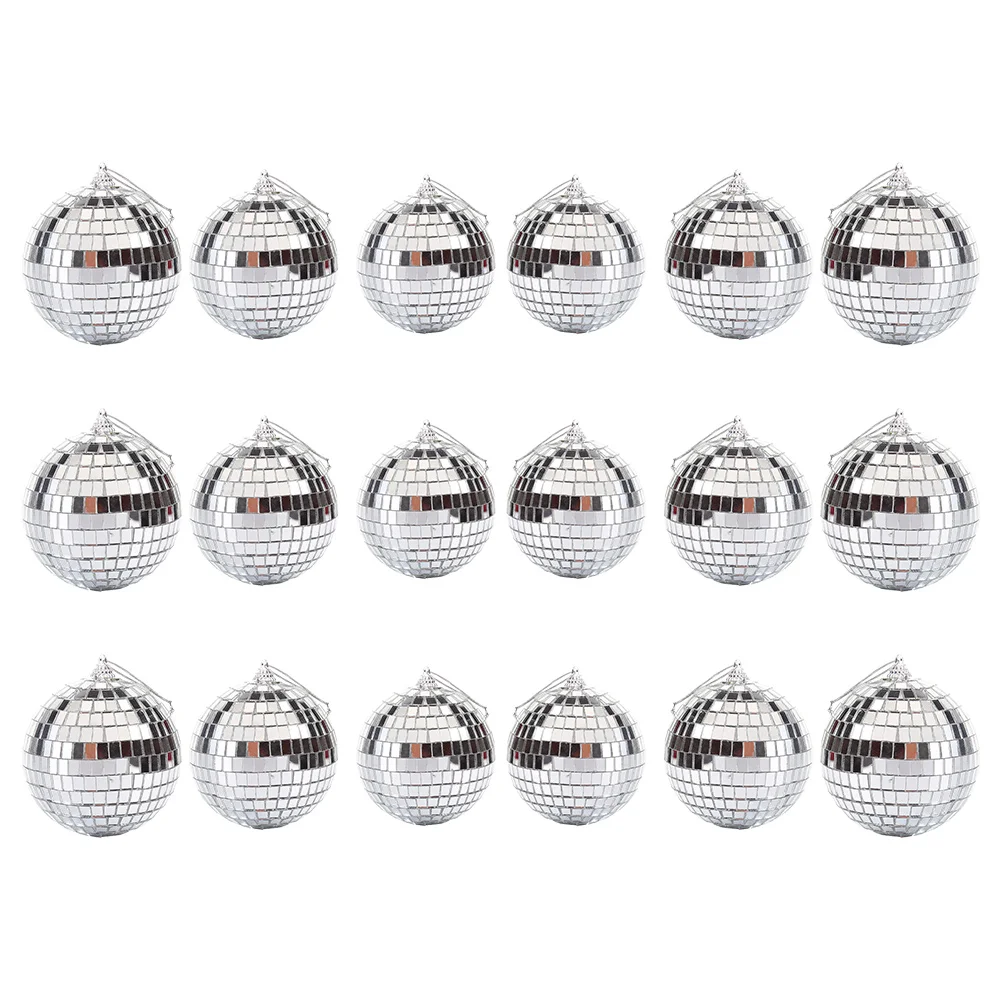 

18Pcs Silver Disco Hanging Mirror Ornaments Reflective for Party Christmas Tree Wedding Birthday Bar Dance Festive Decoration