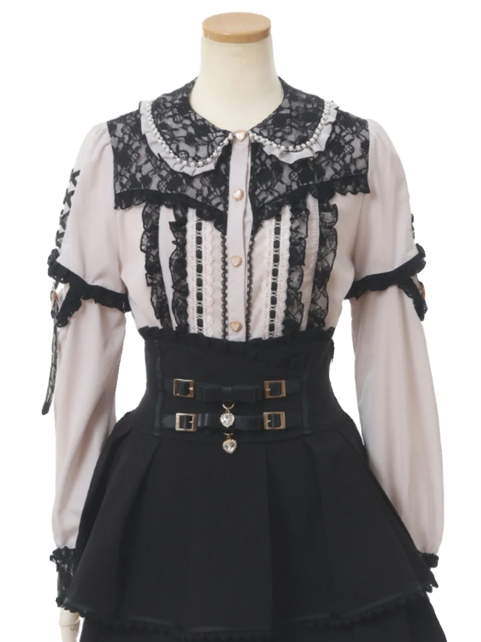 Женская рубашка со съемными рукавами и кружевной строчкой