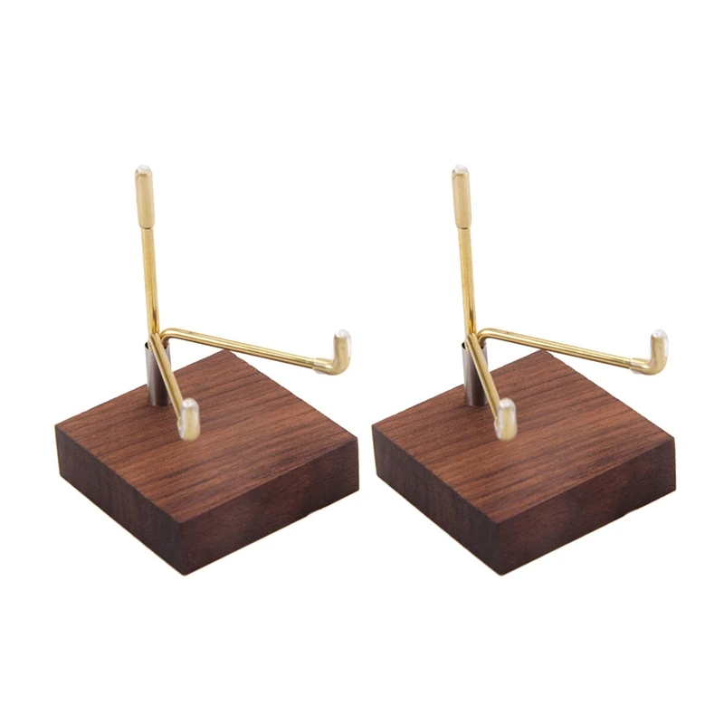 

2 PCS Walnut Display Stand Base Trident Display Holder For Fossil Coral Geodes Rock Mineral Agate Small Collectibles