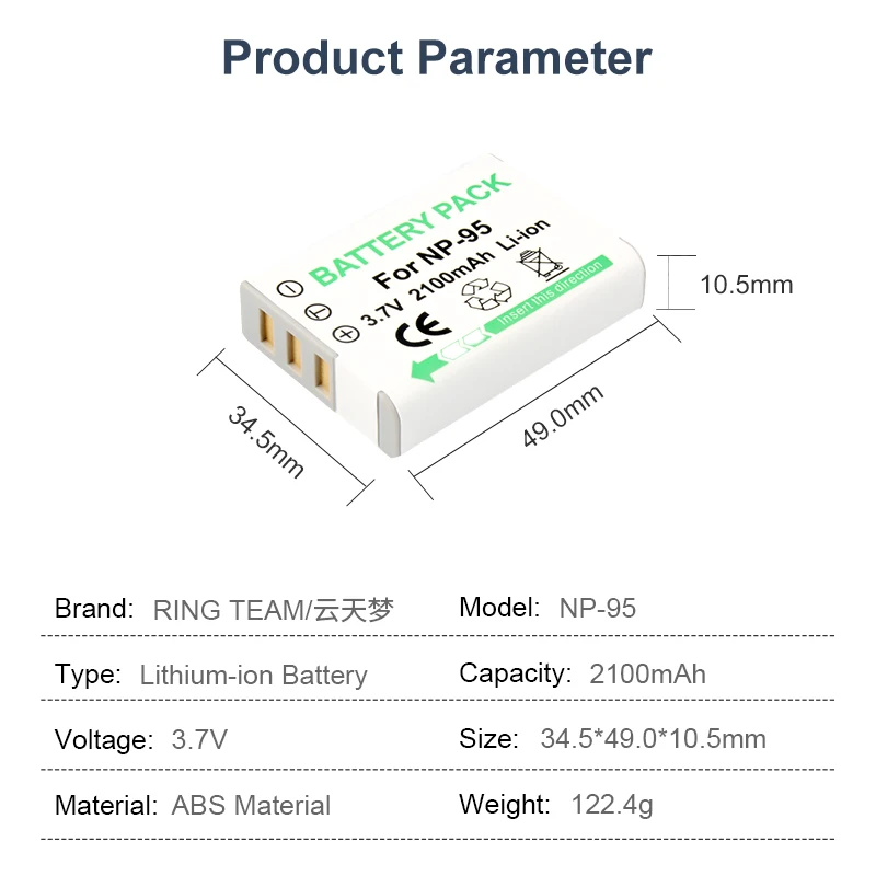 Внешний аккумулятор с ЖК-дисплеем и двойным USB-зарядным устройством NP95 для Fujifilm