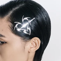 hip hop irregular metal love heart hairpins korean trendy cool girls side clip women geometric unique design silver brarrettes