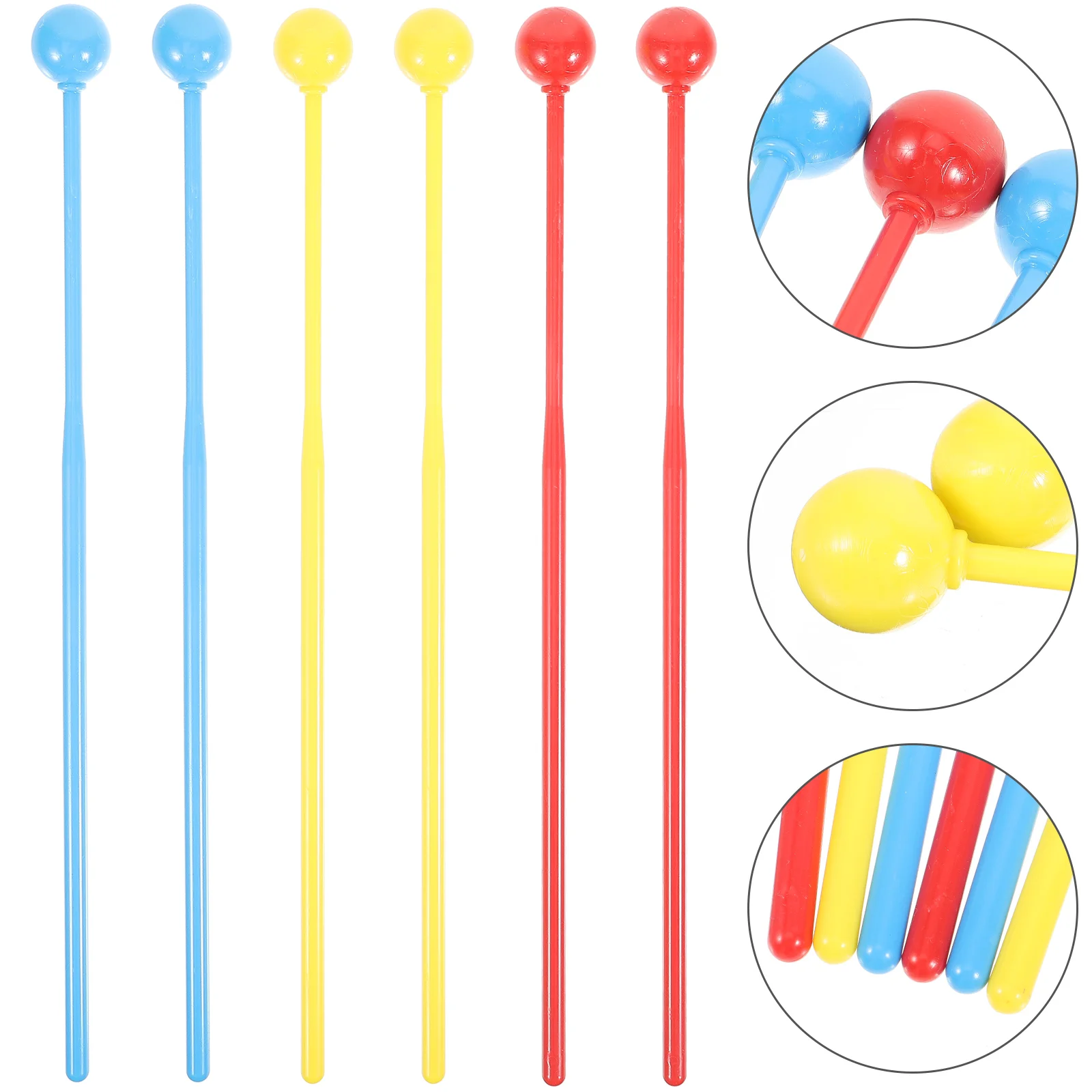 

3 Pairs Children's Drumsticks Percussion Instrument Accessories Musical Marimba Mallets Xylophone Kids Performance