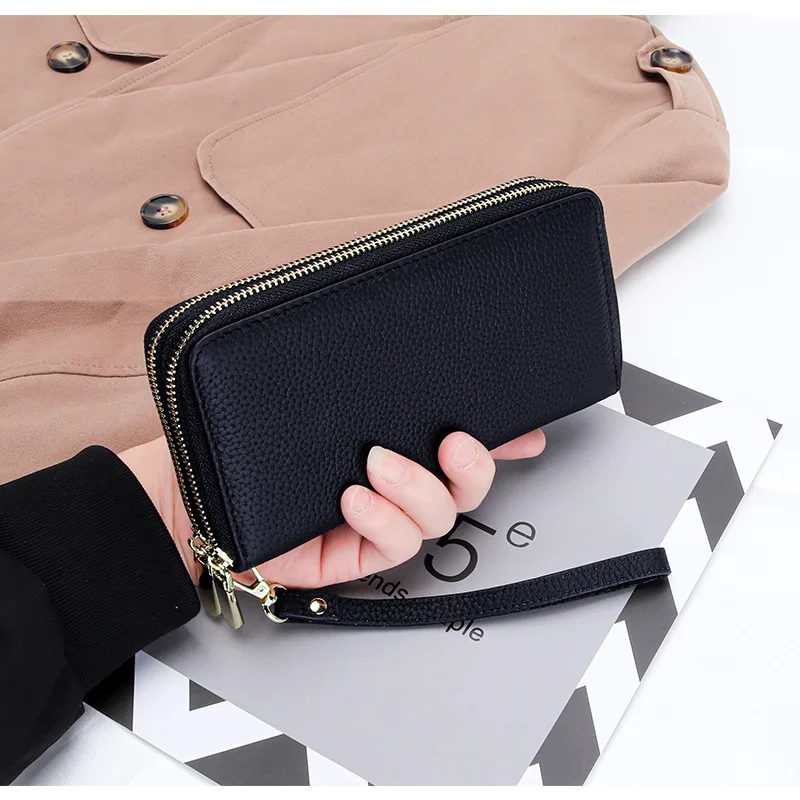 Women Long Wallet Luxury Fashion Genuine Leather Ladies Clutch Large Purse Card Holder Female Money Bag Zipper Coin Phone Pocket