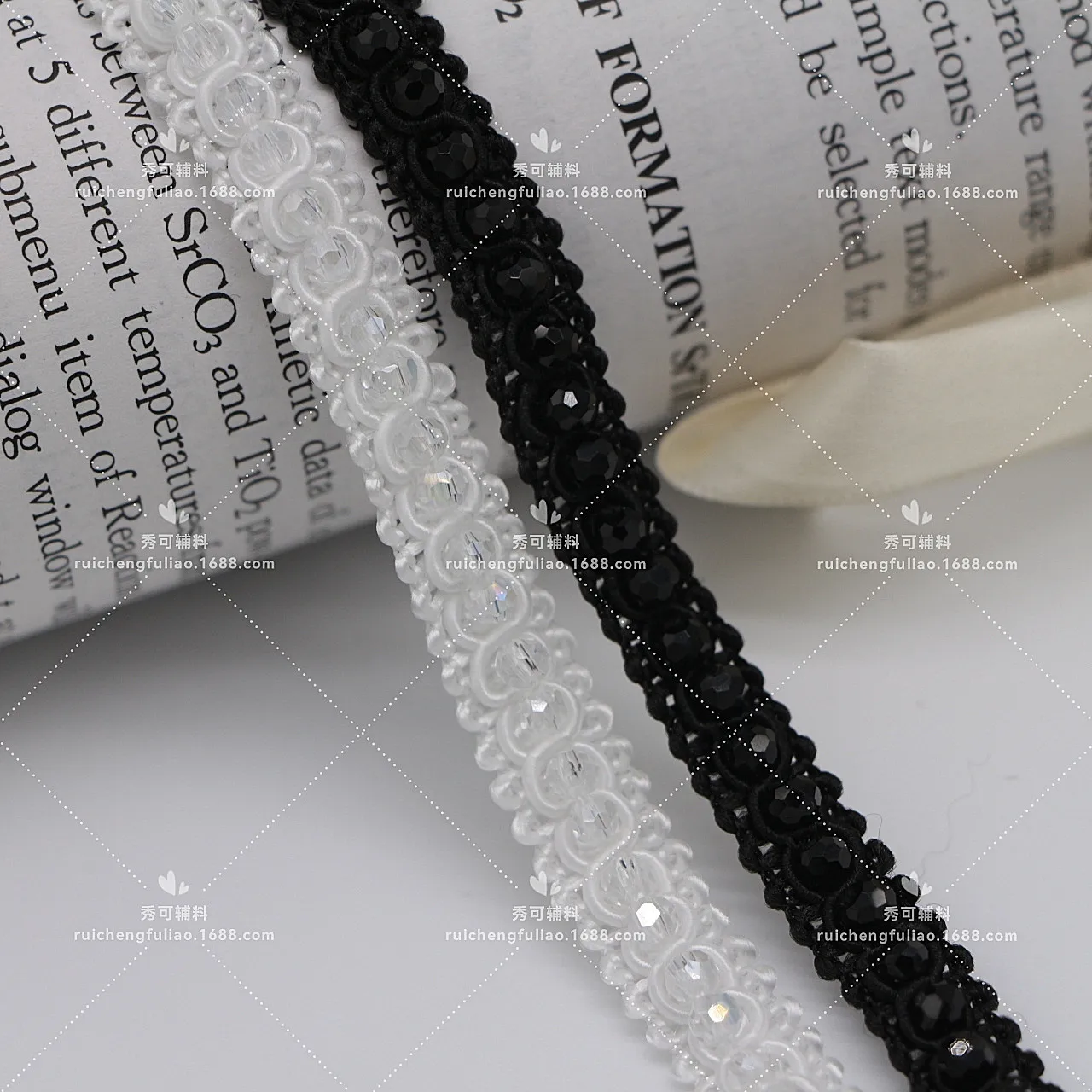 Черно-белая бусина для ногтей ручной работы хрустальная лента 8-образная