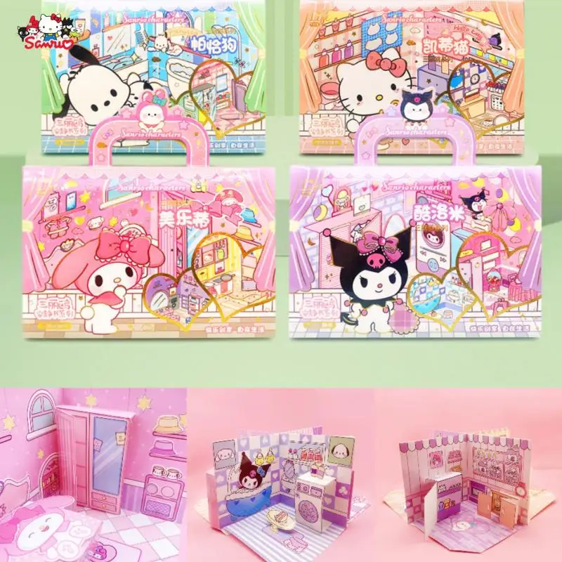 

Sanrio милый аниме Hello Kitty My Melody Kuromi 3D нет необходимости резать наклейку игра Тихая книга «сделай сам» наклейка на одежду детский подарок на Рождество