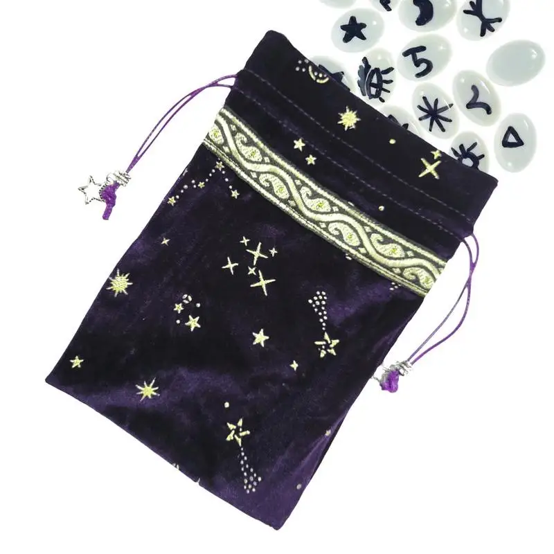 

Velvet Tarot Pouch Bag Constellation Tarot Card Storage Bag 13x18cm Novel Tarot Card & Dice Storage Bag Drawstring Tarot Bag