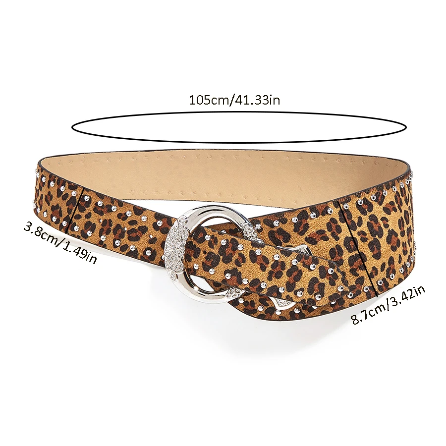 Панк-стиль Y2k леопардовый ремень для женщин металлическая пряжка поясной