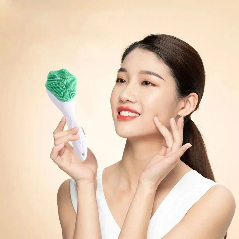 

Silica Gel Facial Brush Double Sided Facial Cleanser Blackhead Removing Product Pore Cleaner Exfoliating Facial Brush Face Brush