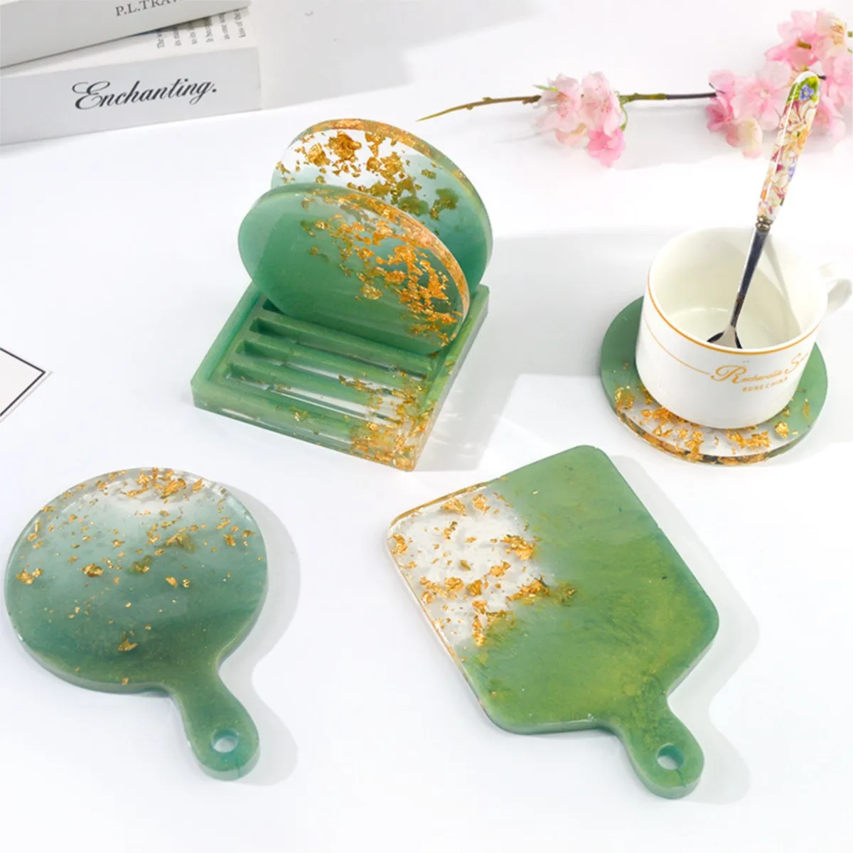 

DIY Glue Dripping Flower Coaster Storage Rack Silicone Mold Drain Cup Holder Creative Cup Holder Base Home Craft Mould Tool