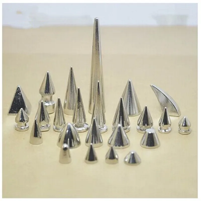 30pcs/set Silver Cone Studs and Spikes DIY Craft Cool Punk Garment Rivets for Clothes Bag Shoes Leather Accessories | Дом и сад
