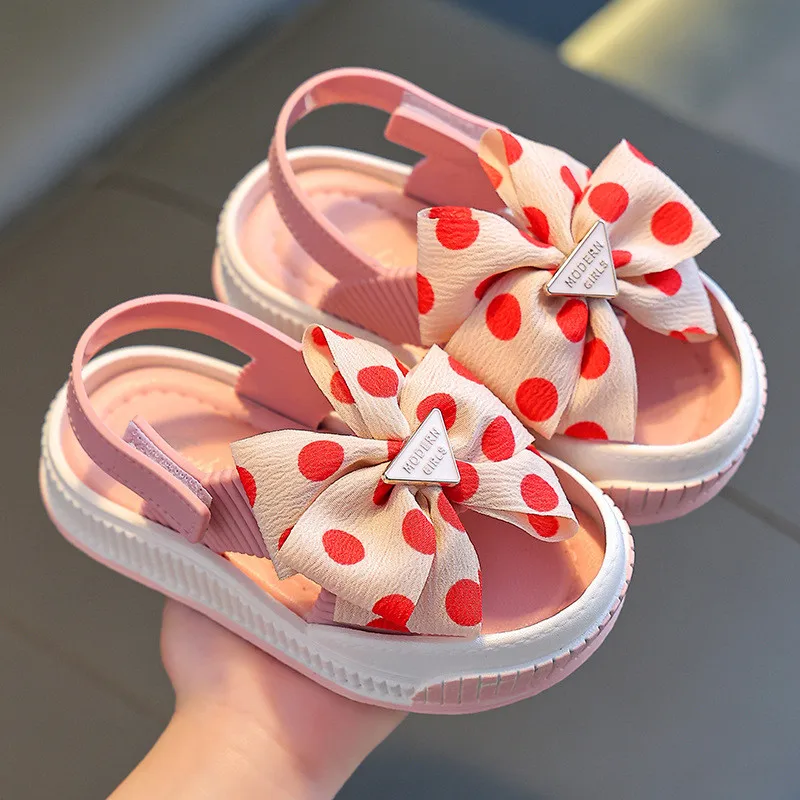 

Summer Girls Sandals Children Pink Bow Non-Slip Princess Shoes Casual School Kids Shoes Outdoor Beach Sandal 2-10Y