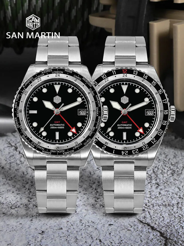 San Martin 2023 New Men Watches Luxury Sports Diving Watch Japan NH34 GMT Business Automatic Mechanical Sapphire Waterproof 200m