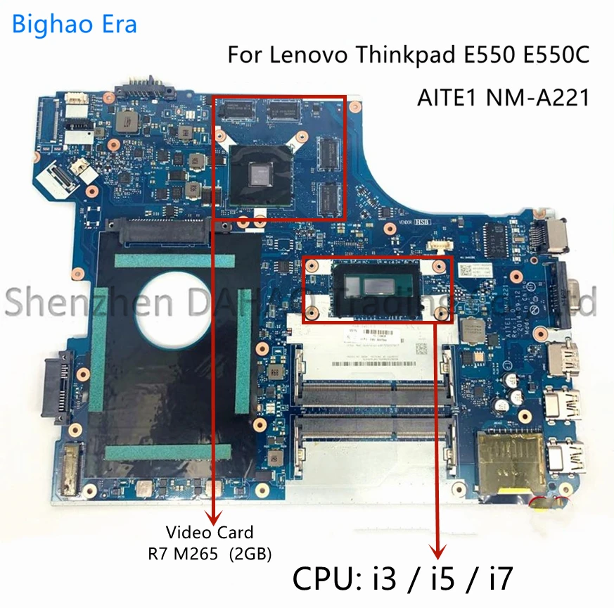

AITE1 NM-A221 для Lenovo Thinkpad E550 E550C материнская плата для ноутбука с i3 i5-5200U CPU R7 M265 2G-GPU Fru:00HT646 00HT644