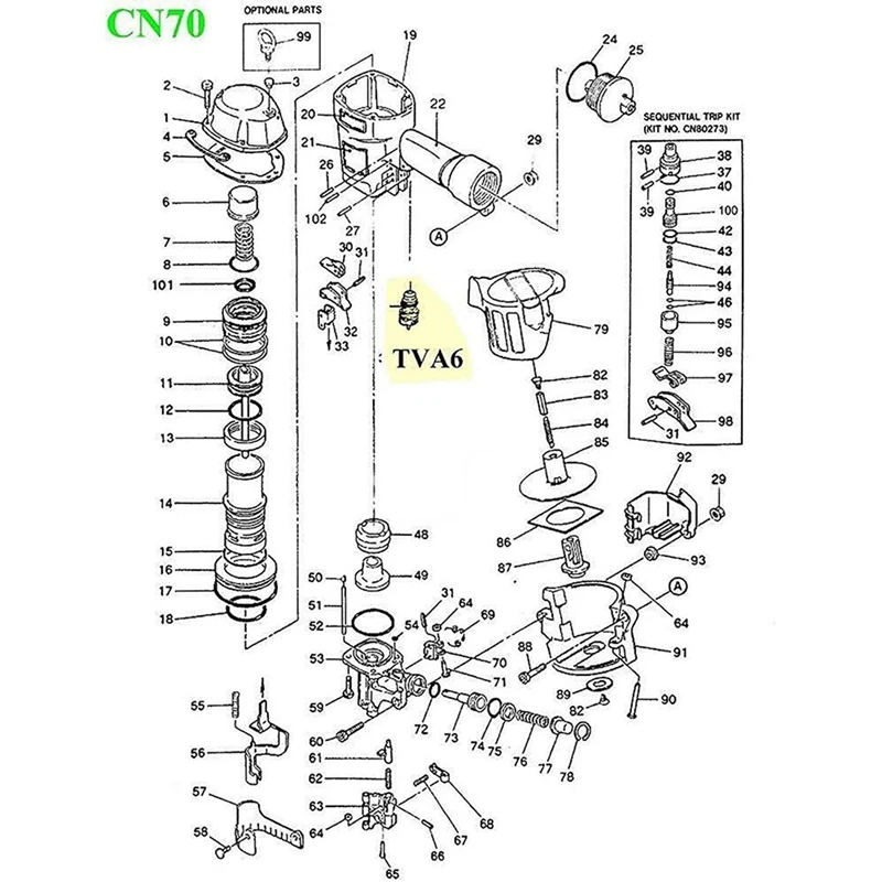 Комплект пусковых клапанов TVA6 сменный подходящий гвоздезабиватель TVA1 RN46 RN45 N60 BT35