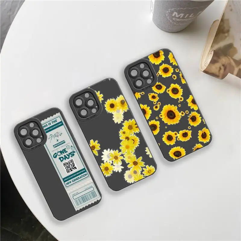 

sunflower Luxury Unique Design Phone Case For iPhone 13 12 11 Pro MAX Mini X XS XR 7 8 Plus Camera Lens Liquid Silicone
