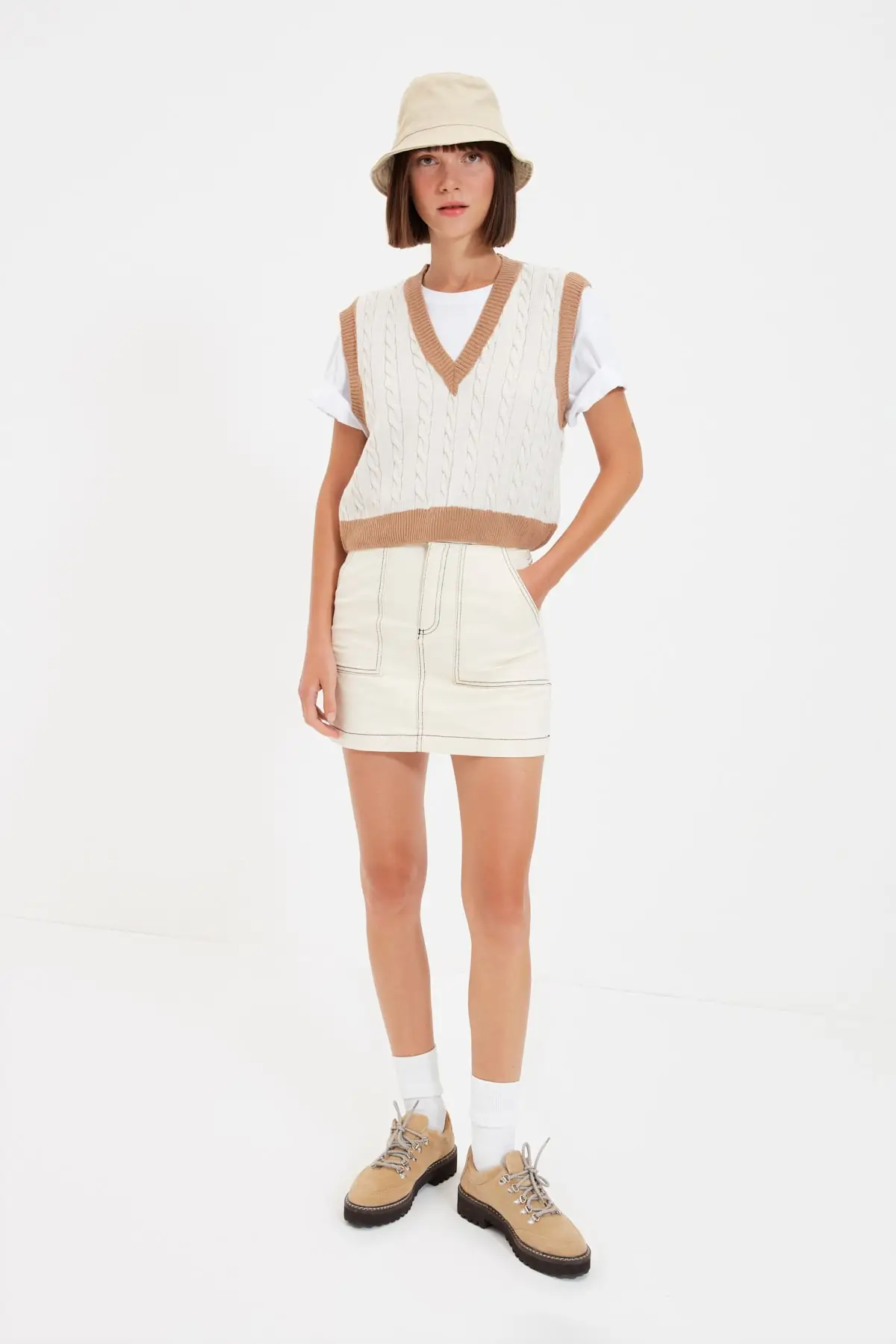 Трикотажный Джемпер с v-образным вырезом TWOAW22BZ0060 | Женская одежда