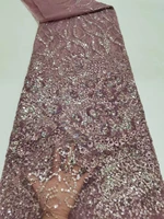 latest beaded tulle lace fabric african lace fabric 2022 embroidery nigerian high quality sewing diy dress party wedding