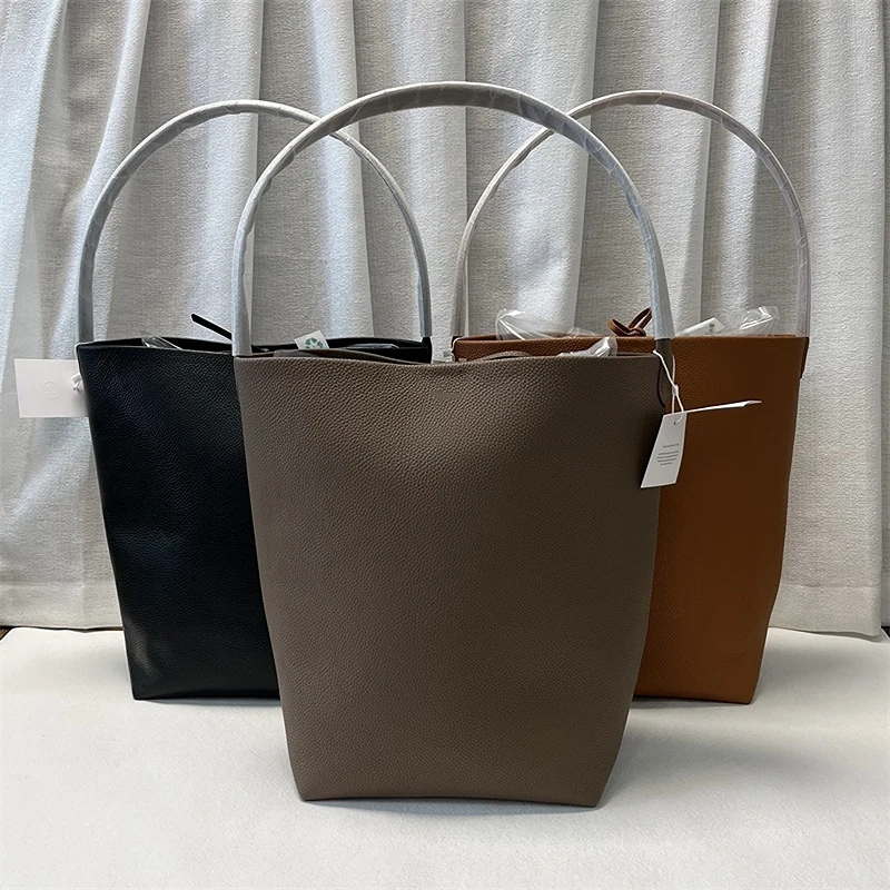 New Arrival First Layer Cowhide Leather Shoulder Handbag Large Capacity Three Different Sizes Bucket Tote Bag Women