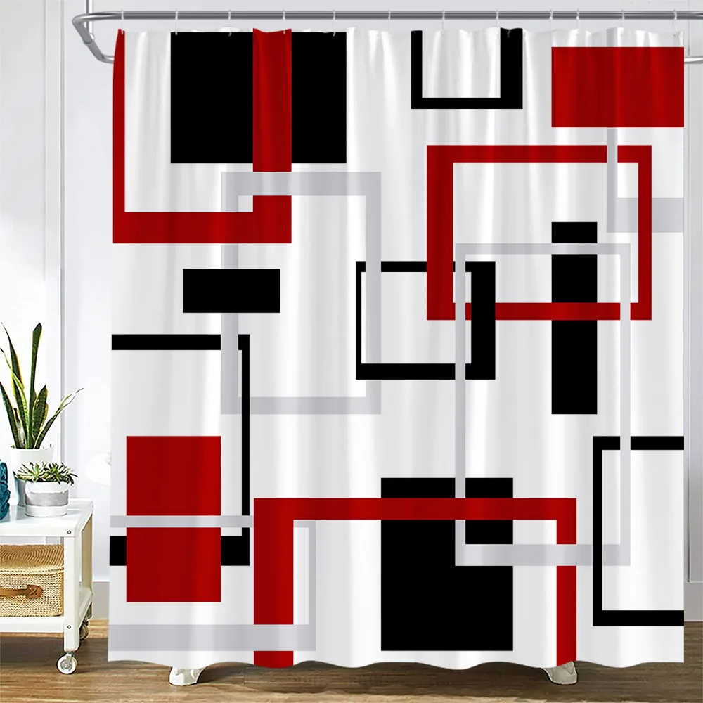 

Black and White Striped Shower Curtains Creative Geometric Bath Curtain Modern Minimalist Fabric Bathroom Accessories Decor Hook