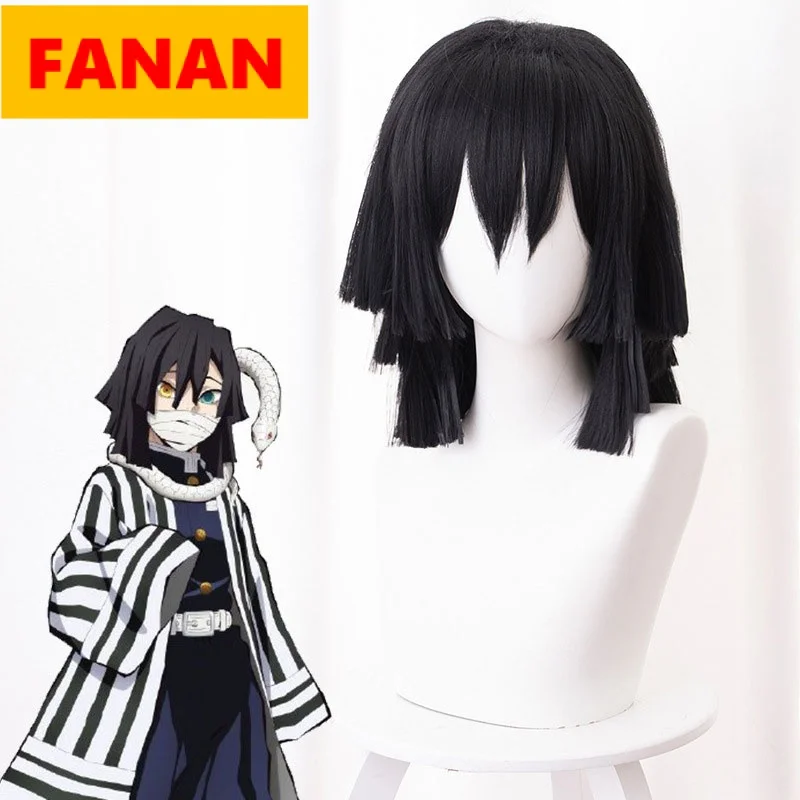 

Парик для косплея игуро обанай из аниме «рассекающий демонов», термостойкие синтетические волосы черного цвета, аксессуары для косплея