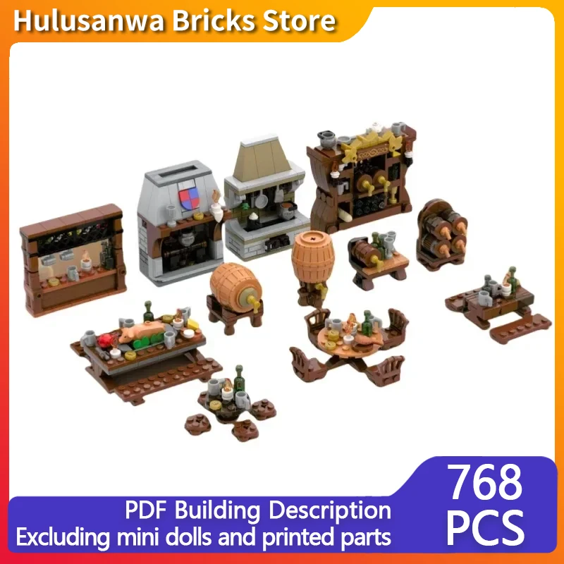 Средневековая модель с видом на улицу MOC строительные кирпичи таверна реквизит