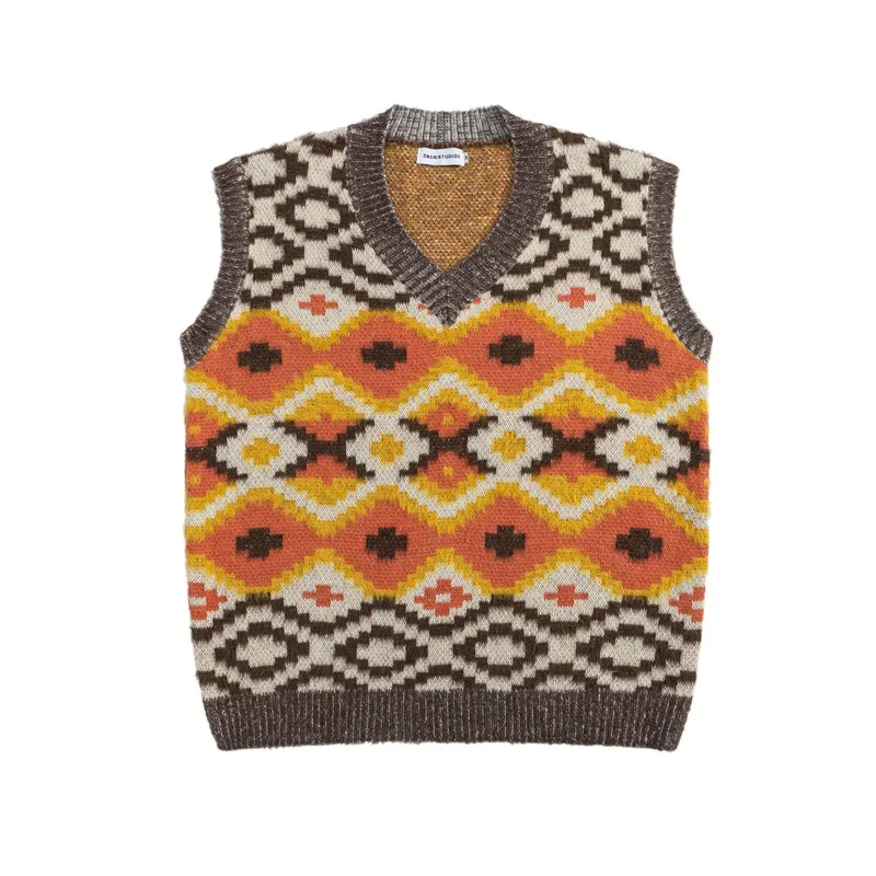 Tangshu модный американский стиль винтажный свитер с цветными блоками и v-образным