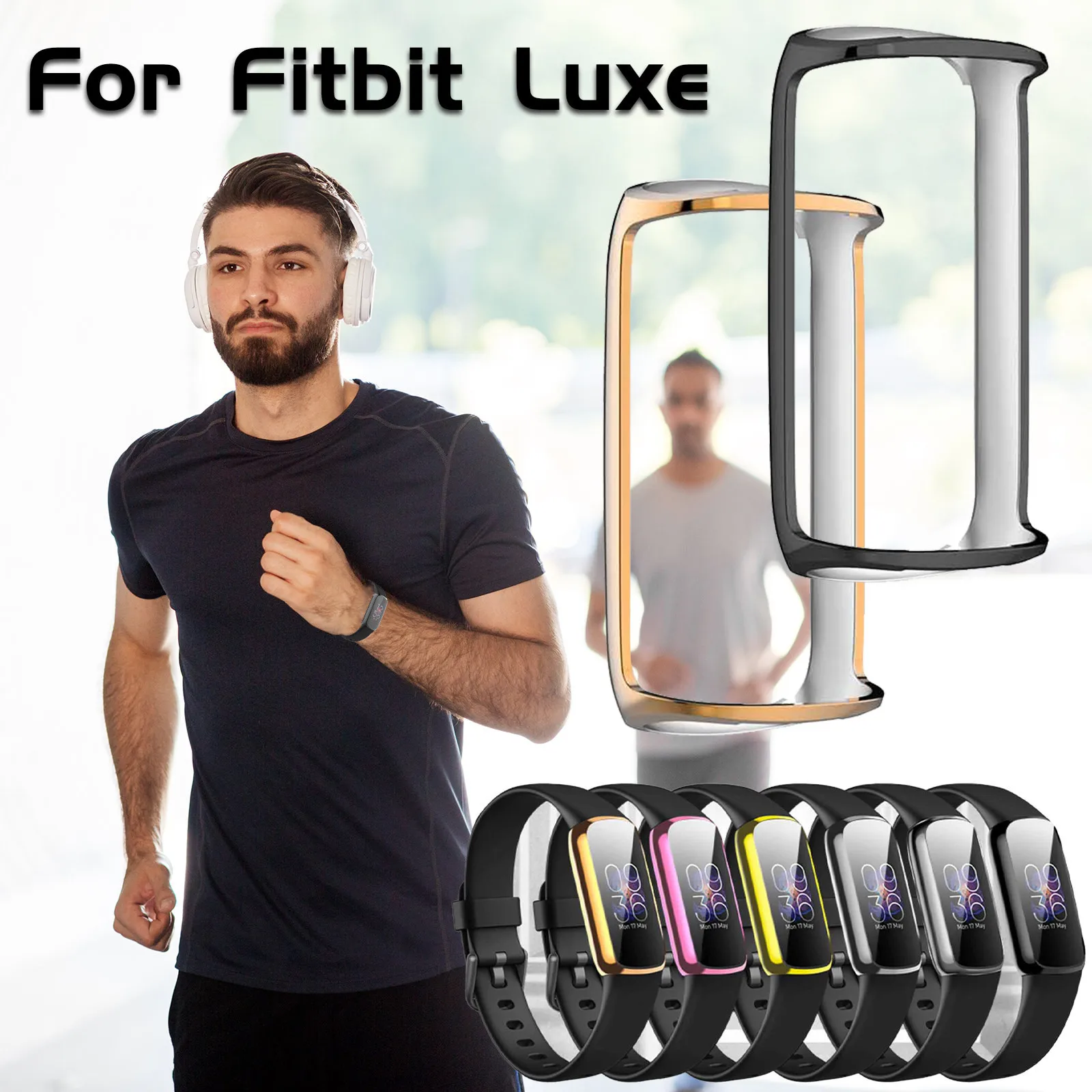 

Чехол BEHUA s Для Fitbit Luxe, чехол для смарт-браслета, полноэкранная защита, мягкий чехол из ТПУ с покрытием, аксессуары для часов, чехол-бампер, рам...