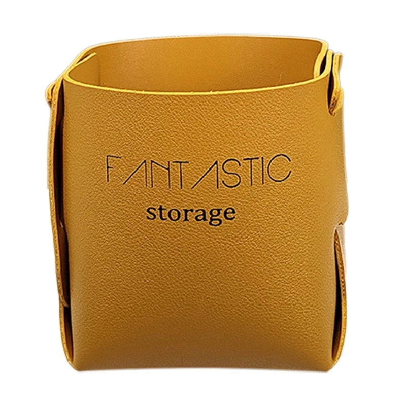 

2022 New Leather Foldable Storage Basket for Makeup Pen Pencil Glasses Remote Controller