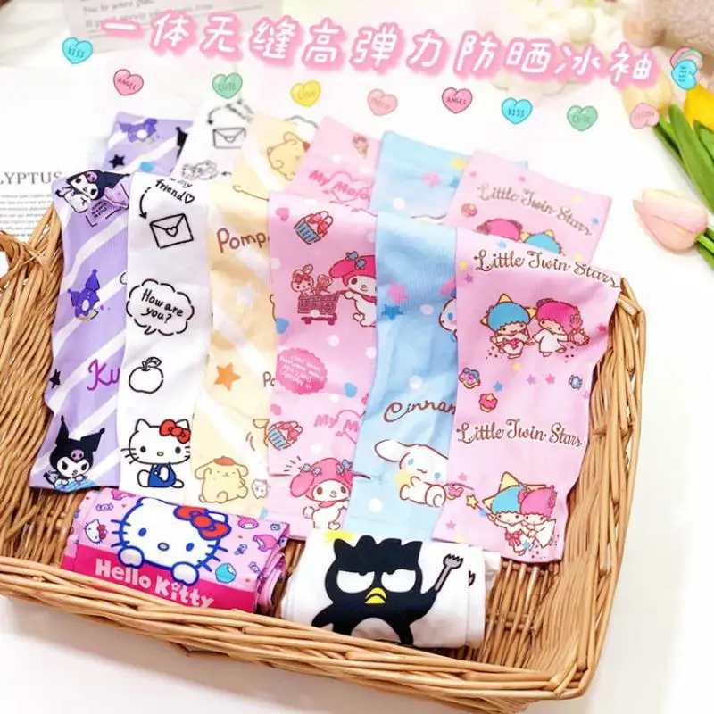 

Sanrio Kawaii My Melody Kuromi Cinnamoroll солнцезащитный рукав открытый солнцезащитный артефакт ледяной Шелковый рукав УФ-защита