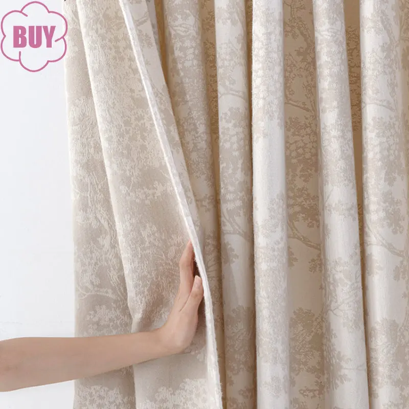 

French Curtains for Living Dining Room Bedroom Vintage Three-dimensional Jacquard Light Luxury Study Curtains Window Custom