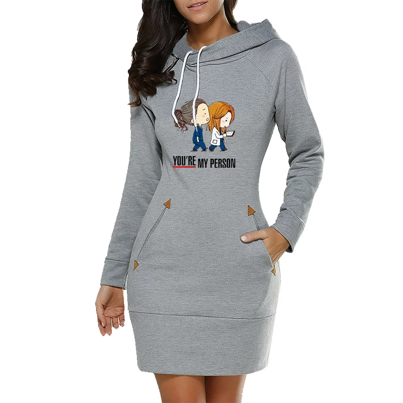 

Vintage Women's Spring and Autumn Long Sleeve Hoodie Plus Size with Pocket Dress Fashion Trend Print Casual Women's Wear