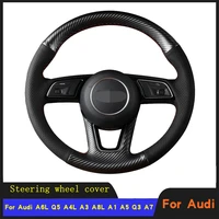 diy car accessories steering wheel cover braid wearable carbon fiber leather for audi a6l q5 a4l a3 a8l a1 a5 q3 a7