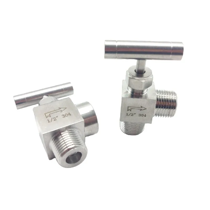 1/8" 1/4" 3/8" 1/2" BSP Female Male Elbow 90 Degree Needle Valve Crane 304 Stainless Flow Control With One-Shape Handle 915 PSI images - 6