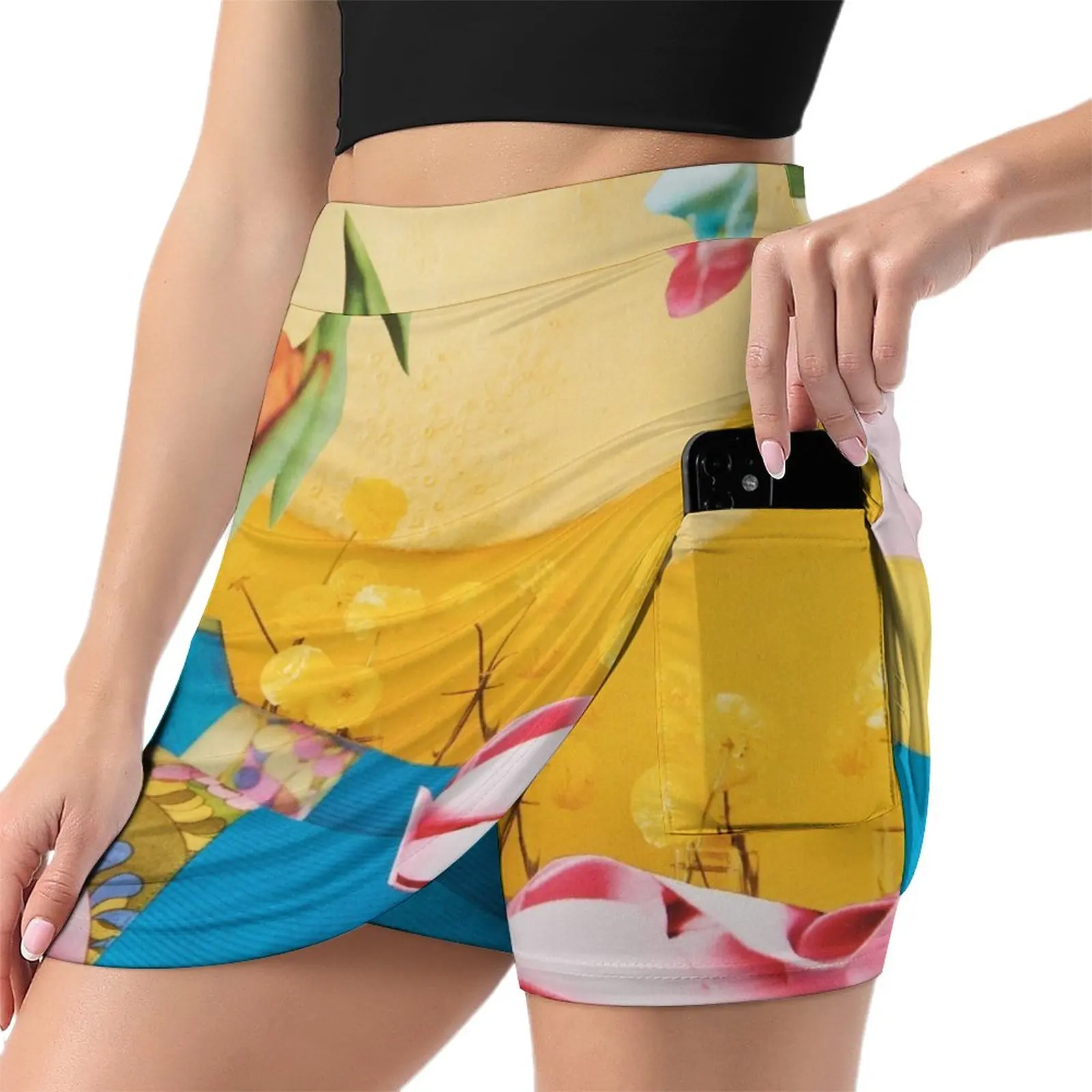 Женская летняя юбка-брюки с эффектом потертости