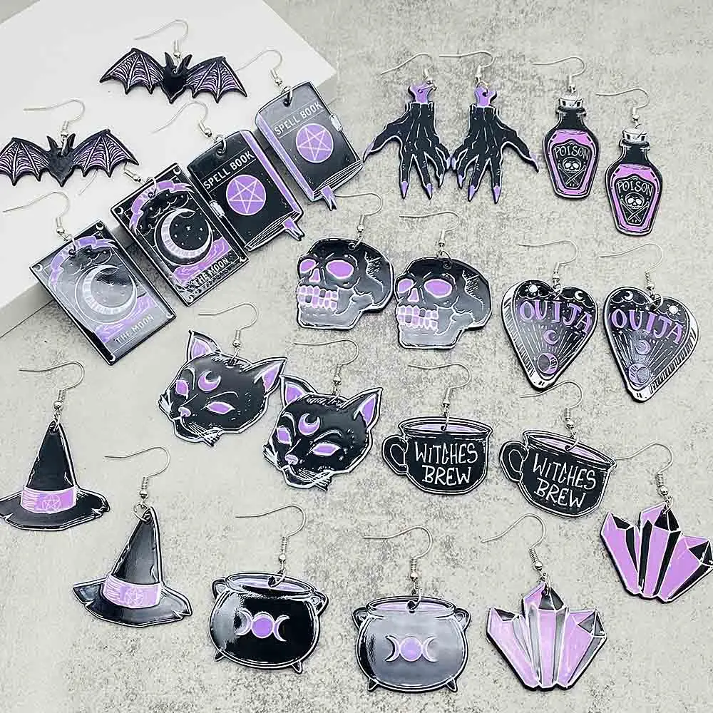 Смешные серьги на Хэллоуин темный ветер летучая мышь Череп кошка личность
