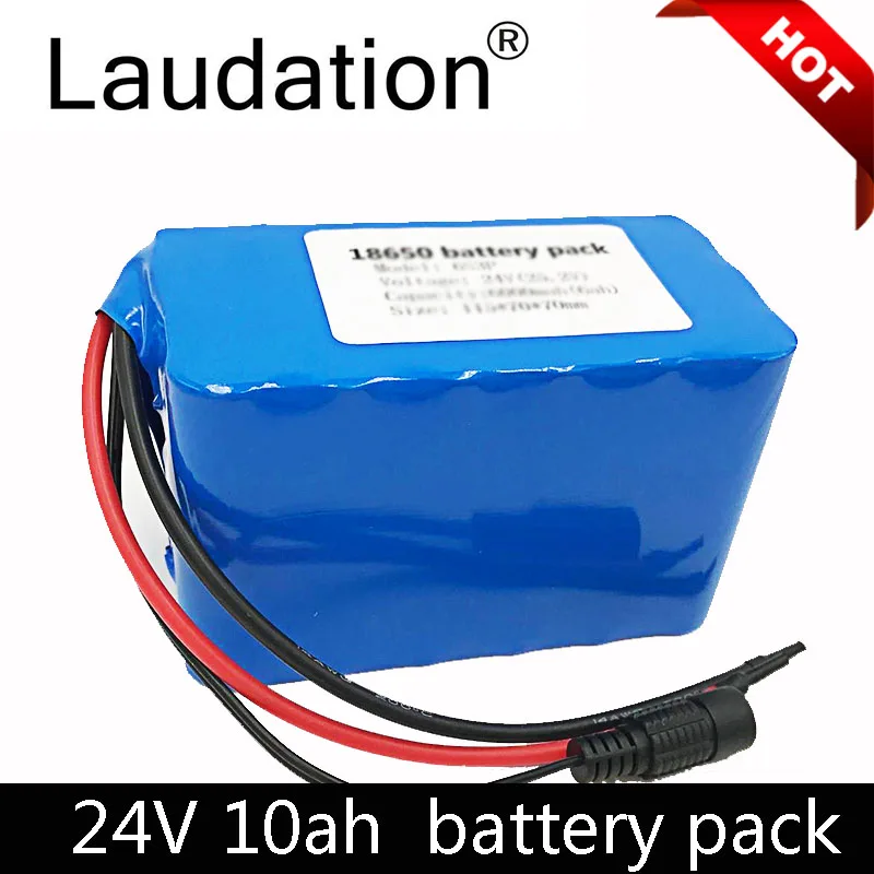 

Laudation 24V Battery 24V10ah 18650 Battery Pack 24v Lithium Battery 6S3P For 250W 350W Electric Bicycle/LED Lights With 15A BMS