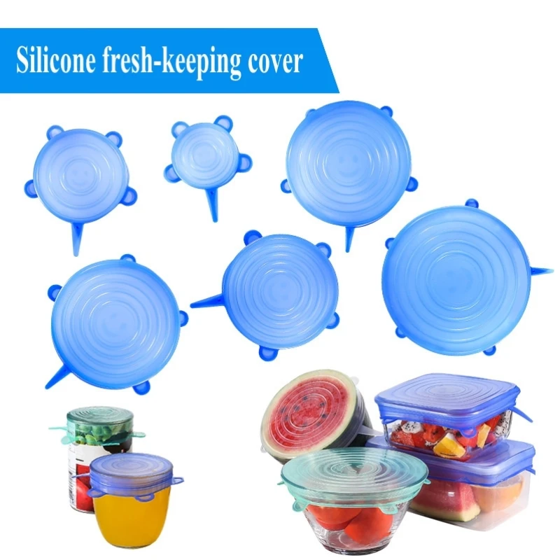 

Silicone Cover Stretch canning lids reusable kitchen Accessories tools jar miracle fresh-keeping sleeve Airtight food cover