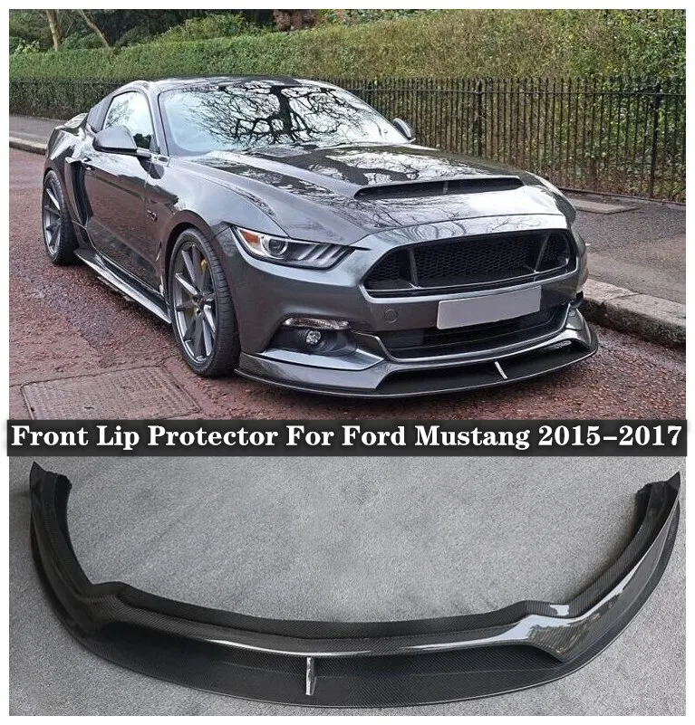 

For Ford Mustang 2015 2016 2017 High Quality ABS primer & Carbon Fiber Front Lip Splitters Protector Cover