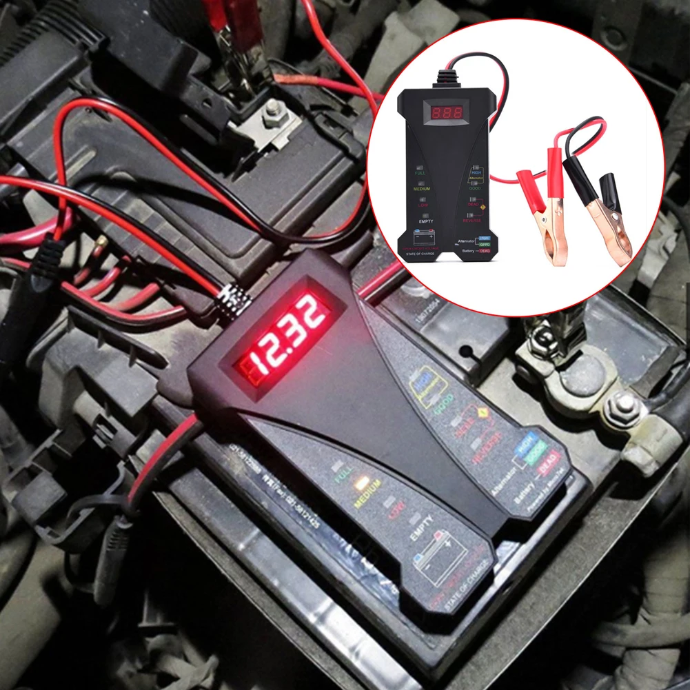

12V Car Battery Monitor High Precision Battery Alternator LCD Display Digital Battery Detector LED Indicator Car Diagnostic Tool