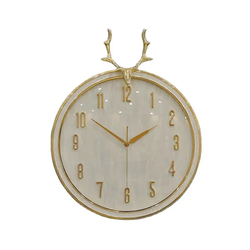 

Роскошные современные большие настенные часы 3d, металлические медные креативные часы с головой оленя, настенные часы, домашний декор, насте...