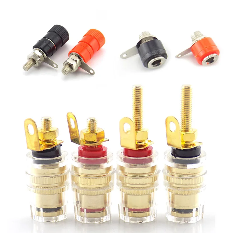 

4MM RED black Banana Plug Socket jack Connector red black Thread Medium Amplifier Speaker Spade Terminal Binding Post audio