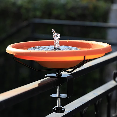 

Solar Fountain Set Bird Bath, Deck Mounted Birdbath with Detachable Unheated Bowl Spa and Adjustable Heavy Duty Sturdy Steel Cl